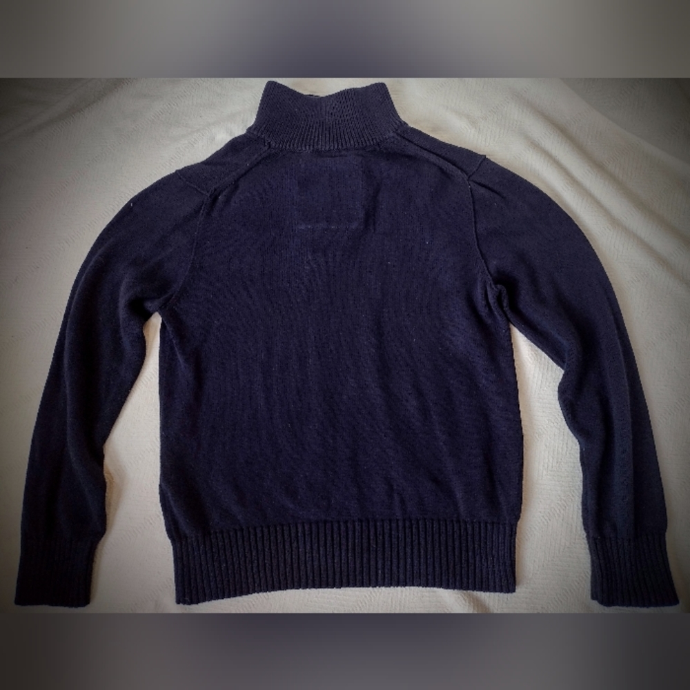 EUC AE Classic Fit Navy Heavyweight Zip Neck Sweater w/ Collar, Men's Large - Picture 7 of 7
